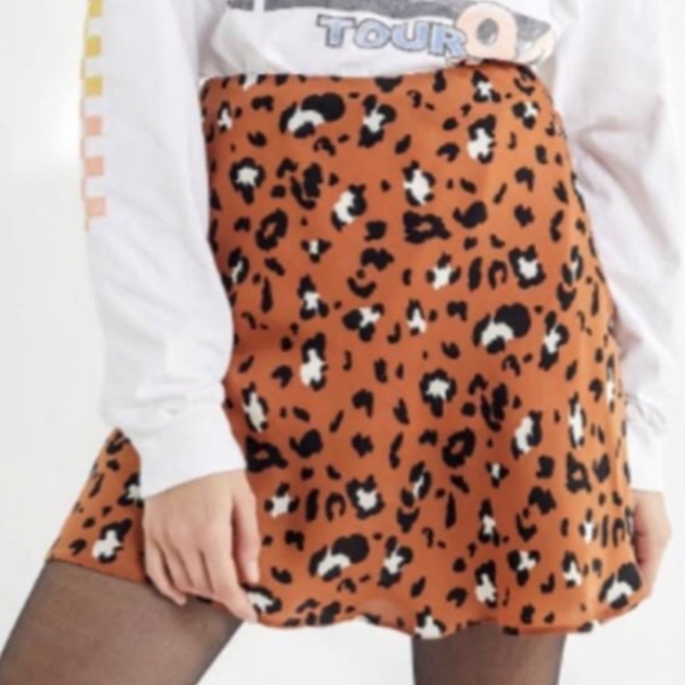 **2/$20**Orange/leopard satin skirt